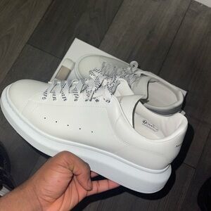Alexander McQueen White Sneakers with Gold Logo